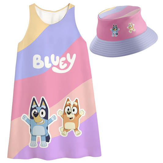 Vestido para niña Bluey 1 con Sombrero