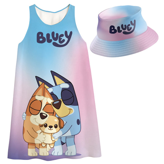 Vestido para niña Bluey 5 con Sombrero