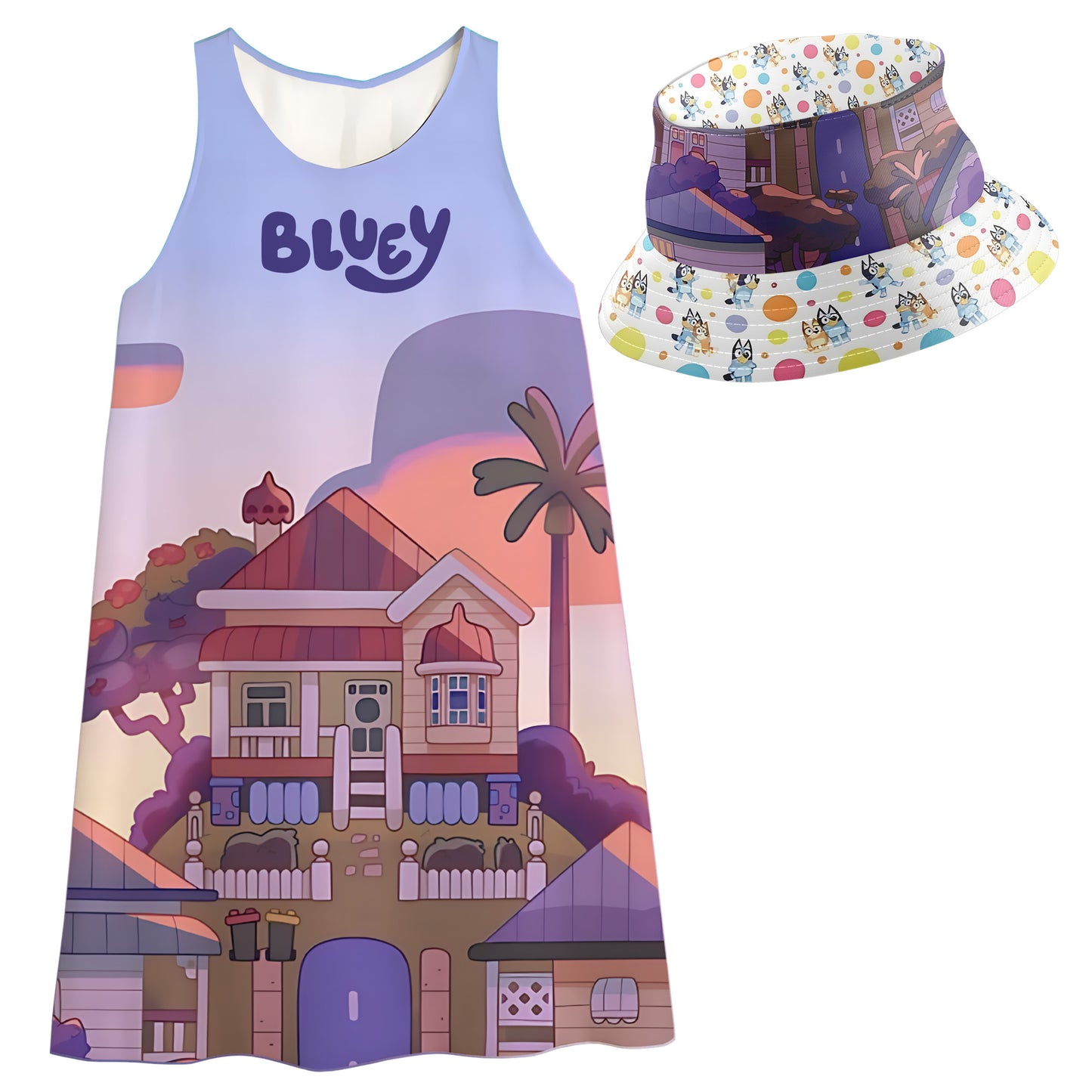 Vestido para niña Bluey 6 con Sombrero