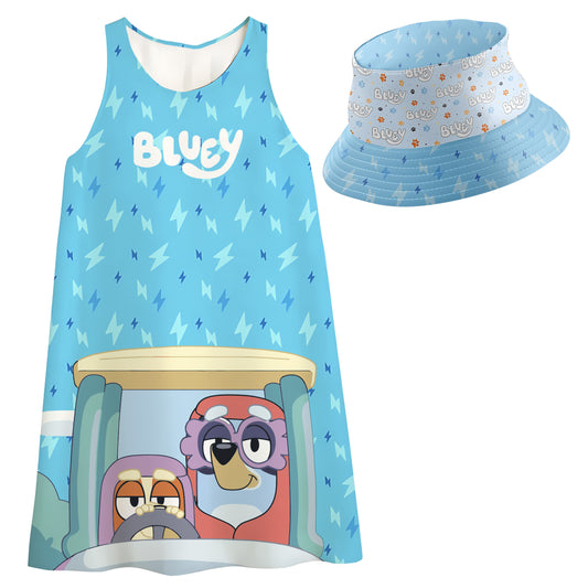 Vestido para niña Bluey 7 con Sombrero