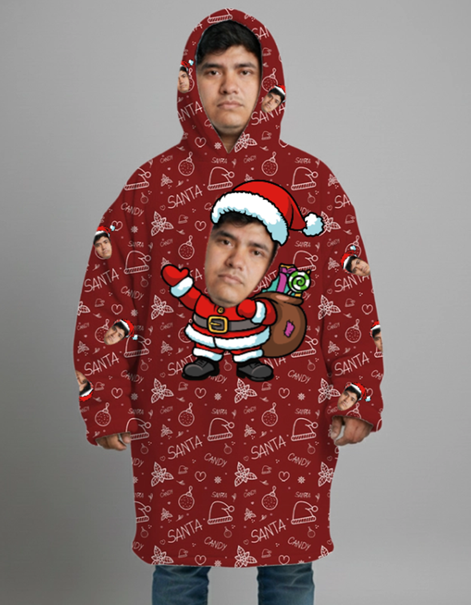 Big Hoodie cara en santa personalizada